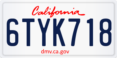 CA license plate 6TYK718