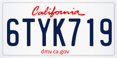 CA license plate 6TYK719