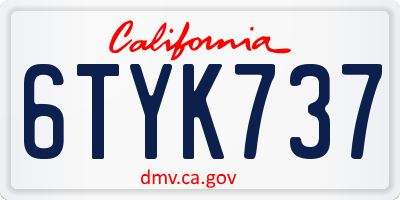 CA license plate 6TYK737