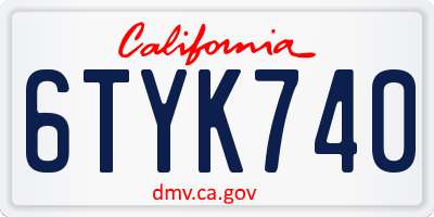 CA license plate 6TYK740