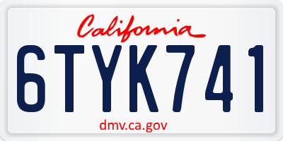 CA license plate 6TYK741