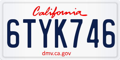 CA license plate 6TYK746