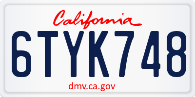 CA license plate 6TYK748