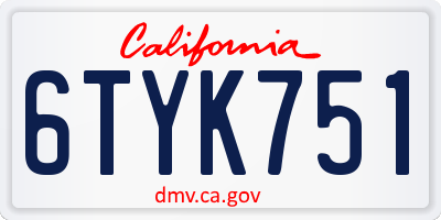 CA license plate 6TYK751