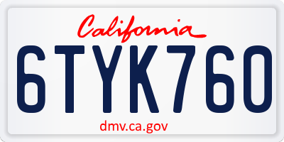 CA license plate 6TYK760