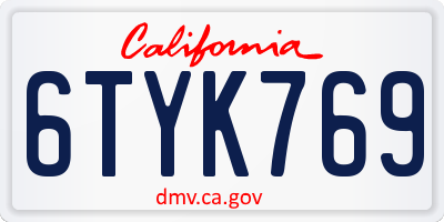 CA license plate 6TYK769