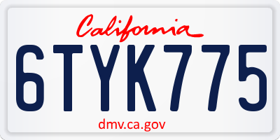 CA license plate 6TYK775