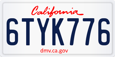 CA license plate 6TYK776