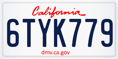 CA license plate 6TYK779