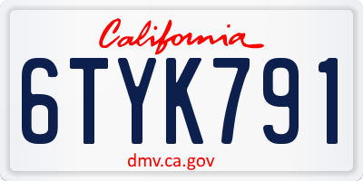 CA license plate 6TYK791