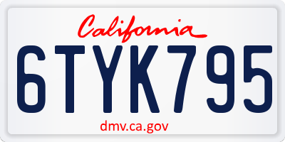 CA license plate 6TYK795