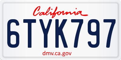 CA license plate 6TYK797