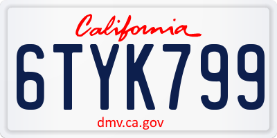 CA license plate 6TYK799