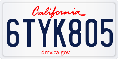 CA license plate 6TYK805