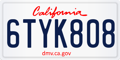 CA license plate 6TYK808