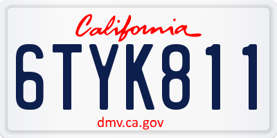 CA license plate 6TYK811