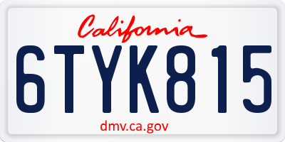 CA license plate 6TYK815