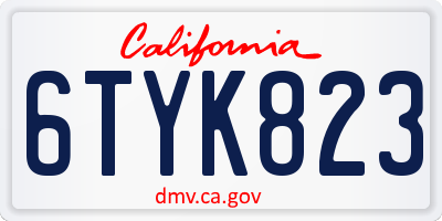 CA license plate 6TYK823