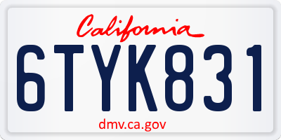 CA license plate 6TYK831
