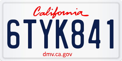 CA license plate 6TYK841