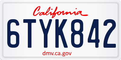 CA license plate 6TYK842