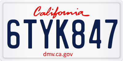 CA license plate 6TYK847