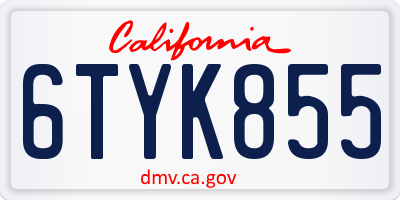 CA license plate 6TYK855