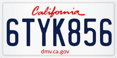 CA license plate 6TYK856