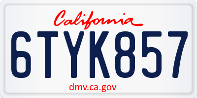 CA license plate 6TYK857