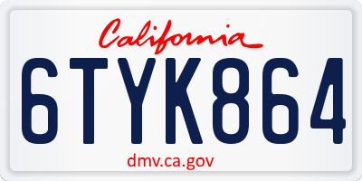 CA license plate 6TYK864