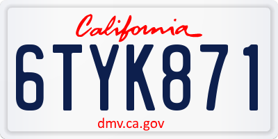 CA license plate 6TYK871