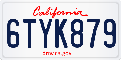 CA license plate 6TYK879