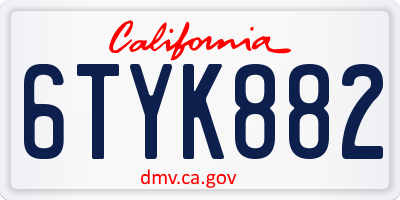 CA license plate 6TYK882
