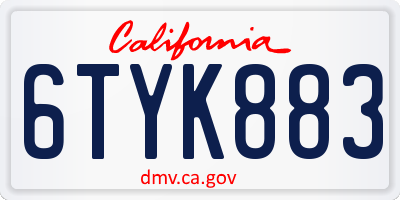 CA license plate 6TYK883