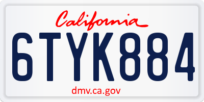 CA license plate 6TYK884