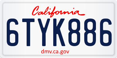 CA license plate 6TYK886