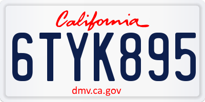 CA license plate 6TYK895