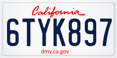 CA license plate 6TYK897