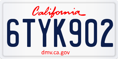 CA license plate 6TYK902