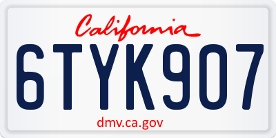 CA license plate 6TYK907