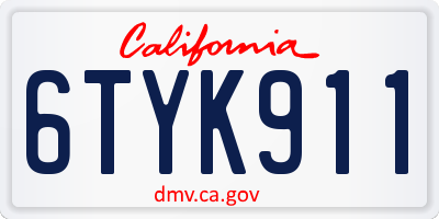 CA license plate 6TYK911
