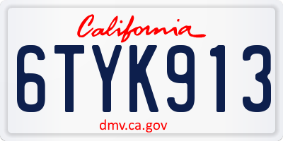 CA license plate 6TYK913