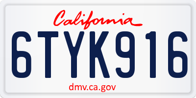CA license plate 6TYK916