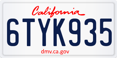 CA license plate 6TYK935