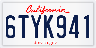 CA license plate 6TYK941