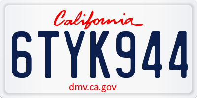 CA license plate 6TYK944