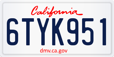 CA license plate 6TYK951