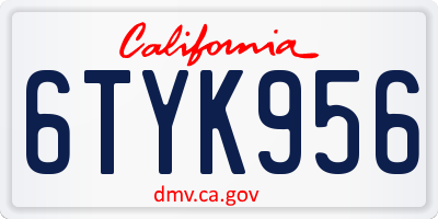 CA license plate 6TYK956