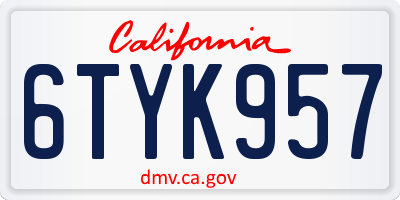 CA license plate 6TYK957