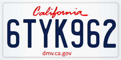 CA license plate 6TYK962